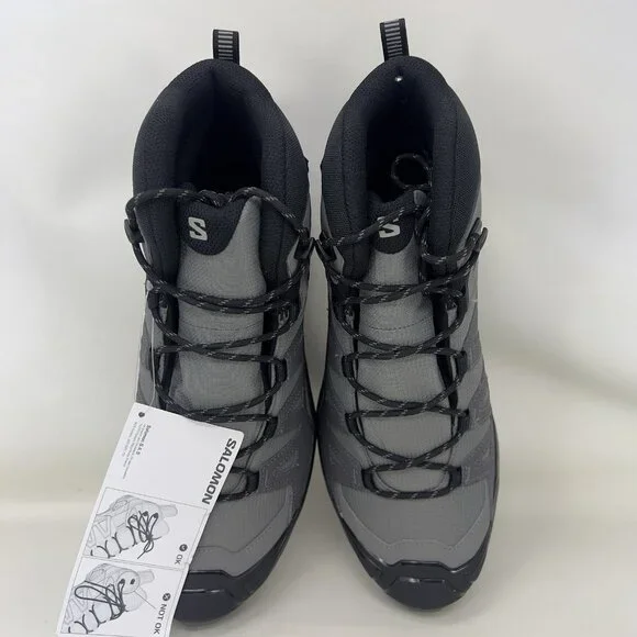 Salomon X Ultra 360 Mid CSWP Hiking Boots Grey Black Maroon Men’s Size 10.5 - Picture 7 of 9